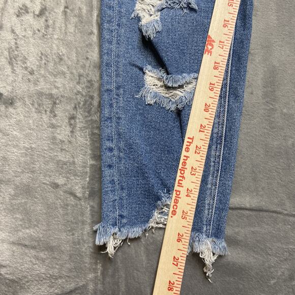 American Eagle Stretch Distressed Mom Jeans Women's Size 8R Blue - Picture 5 of 13